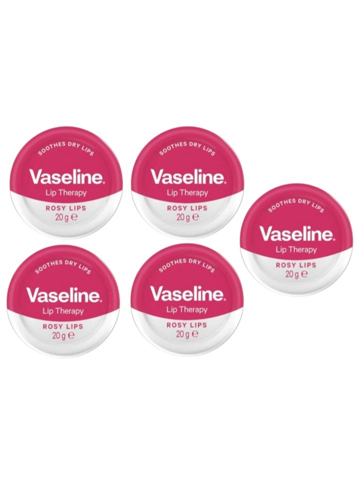Vaseline Lip Therapy Lip Balm Rose and Almond Oil 20G (5pcs) - Image 1